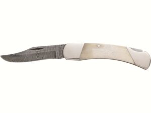 Bear & Son WSB05D Folding Knife 2.75″ Clip Point Damascus Blade Bone Handle White For Sale