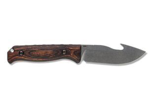 Benchmade Hunt 15004 Saddle Mountain Skinner Fixed Blade Knife 4.2″ Drop Point with Gut Hook S30V Stainless Polished Stainless Blade Stabilized Wood Handle Wood For Sale