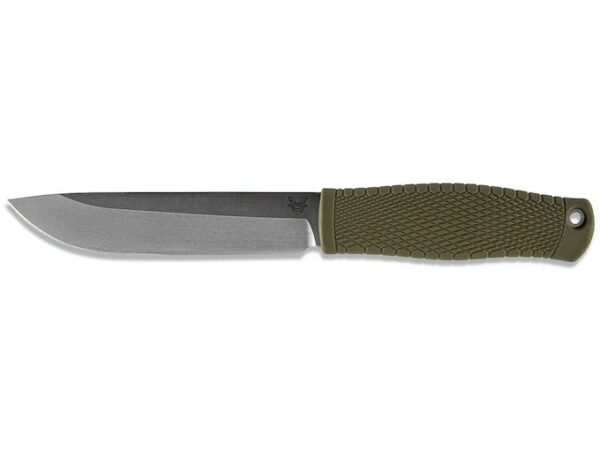 Benchmade Leuku Fixed Blade Knife 5.19″ Drop Point CPM 3-V High Carbon Satin Blade Santoprene Handle Ranger Green For Sale