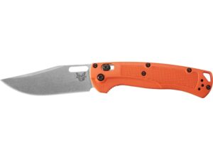 Benchmade Taggedout Folding Knife 3.5″ Clip Point CPM-154 Polished Blade Grivory Handle Orange For Sale