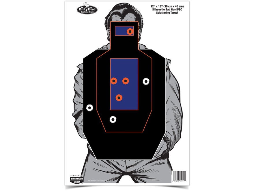 Birchwood Casey Dirty Bird Bad Guy IPSC Silhouette 12″ x 18″ Target Pack of 8 For Sale