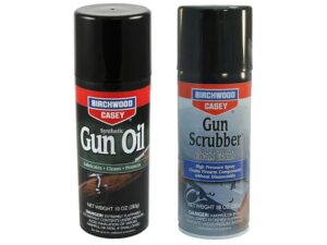 Birchwood Casey Gun Scrubber Single Purpose Cleaner and Synthetic Gun Oil Combo Pack 10 oz Aerosol For Sale
