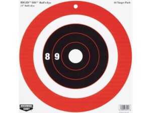 Birchwood Casey Rigid 12″ Bullseye DH Tagboard Target Package of 10 For Sale