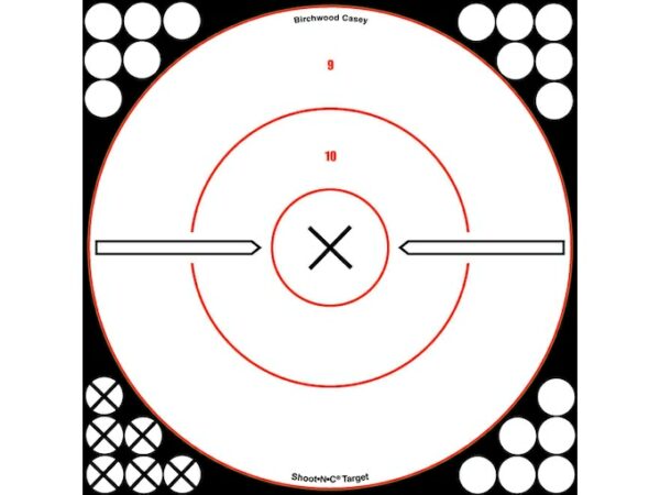 Birchwood Casey Shoot-N-C White/Black 12″ X Bullseye Reactive Targets Package of 5 For Sale