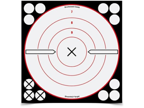 Birchwood Casey Shoot-N-C White/Black 8″ X Bullseye Reactive Targets Pack of 6 For Sale