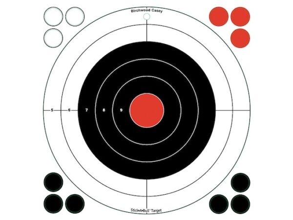 Birchwood Casey Stick-A-Bull Self-Adhesive 12″ Bullseye Targets Pack of 5 For Sale