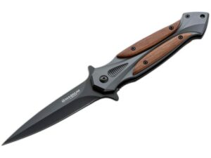 Boker Magnum Starfighter XL Folding Knife 3.74″ Dagger 440A Stainless Black Blade Cocobolo Handle Brown For Sale