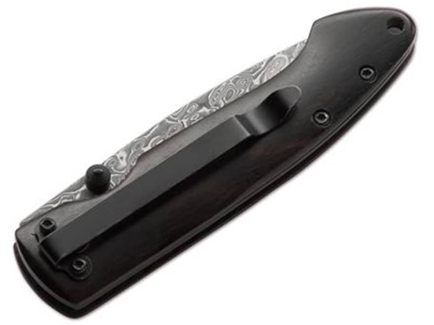 Boker Plus Gent II Folding Pocket Knife 2.75″ Drop Point Damascus Steel Blade Ebony Wood Handle Black For Sale
