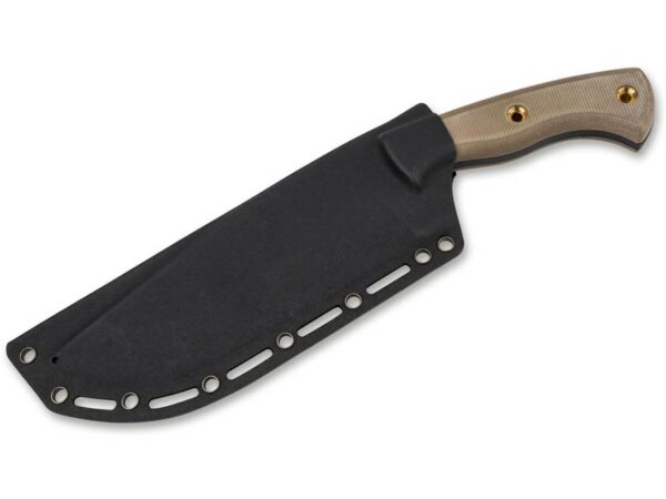 Boker Plus Tracker Fixed Blade Knife 7.2″ Modified Drop Point 1095 High Carbon Black Blade Micarta Handle Brown For Sale