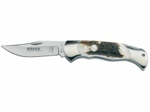 Boker Stag Lock Blade Hunter Folding Pocket Knife 3.125″ Drop Point 440C Stainless Steel Blade Stag Handle For Sale