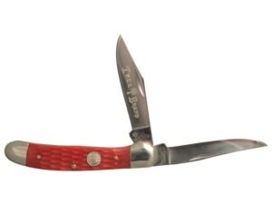 Boker Tree Brand Copperhead Folding Pocket Knife 2-Blade Stainless Steel Blades Jigged Red Bone Handle For Sale