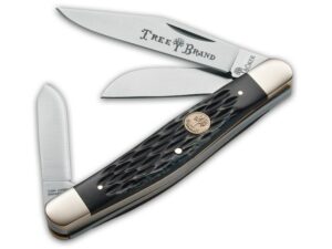 Boker Tree Brand Stockman Folding Pocket Knife 3-Blade Stainless Steel Blades Jigged Black Bone Handles For Sale