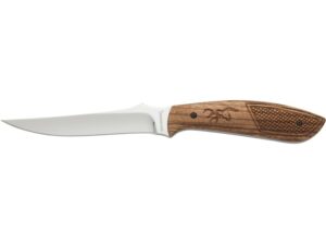 Browning Featherweight Classic Fixed Blade Knife 4.375″ Trailing Point 9Cr14MoV Mirror Polished Blade Zebrawood Handle Brown/Tan For Sale