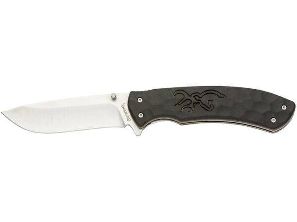 Browning Large Primal Folding Knife 3.75″ Drop Point 8Cr14MoV Stainless Polished Blade Polymer Handle Black For Sale