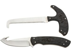 Browning Primal Two Piece Fixed Blade Knife And Saw Combo 8Cr14MoV Stainless Steel Polished Blade Polymer Handle Black For Sale