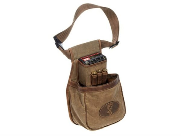 Browning Santa Fe Shotgun Shell Pouch with 3 Choke Tube Loops Waxed Cotton Canvas Tan For Sale