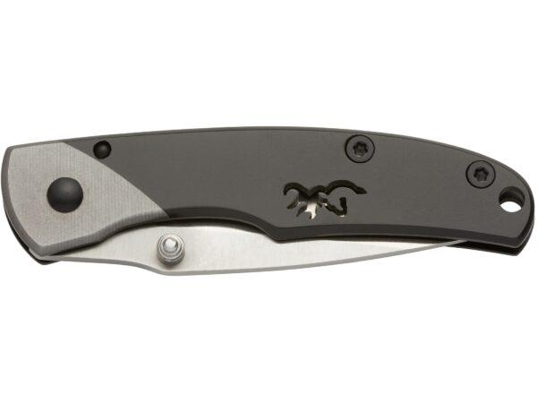 Browning Small Mountain Ti2 Folding Knife 2″ Drop Point 7Cr17MoV Stainless Satin Blade Stainless Steel Handle Black/Gray For Sale