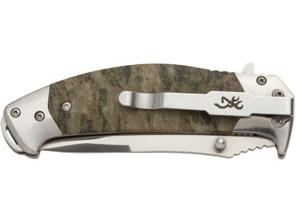 Browning Tactical Hunter Folding Knife 3.25″ Modified Drop Point 9Cr14MoV Satin Blade Stainless Steel Handle Camo For Sale