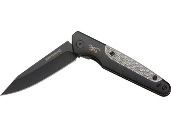 Browning Tie Fork Folding Knife 3″ Drop Point D2 Tool Steel Black Blade Stainless Steel Handle Black For Sale