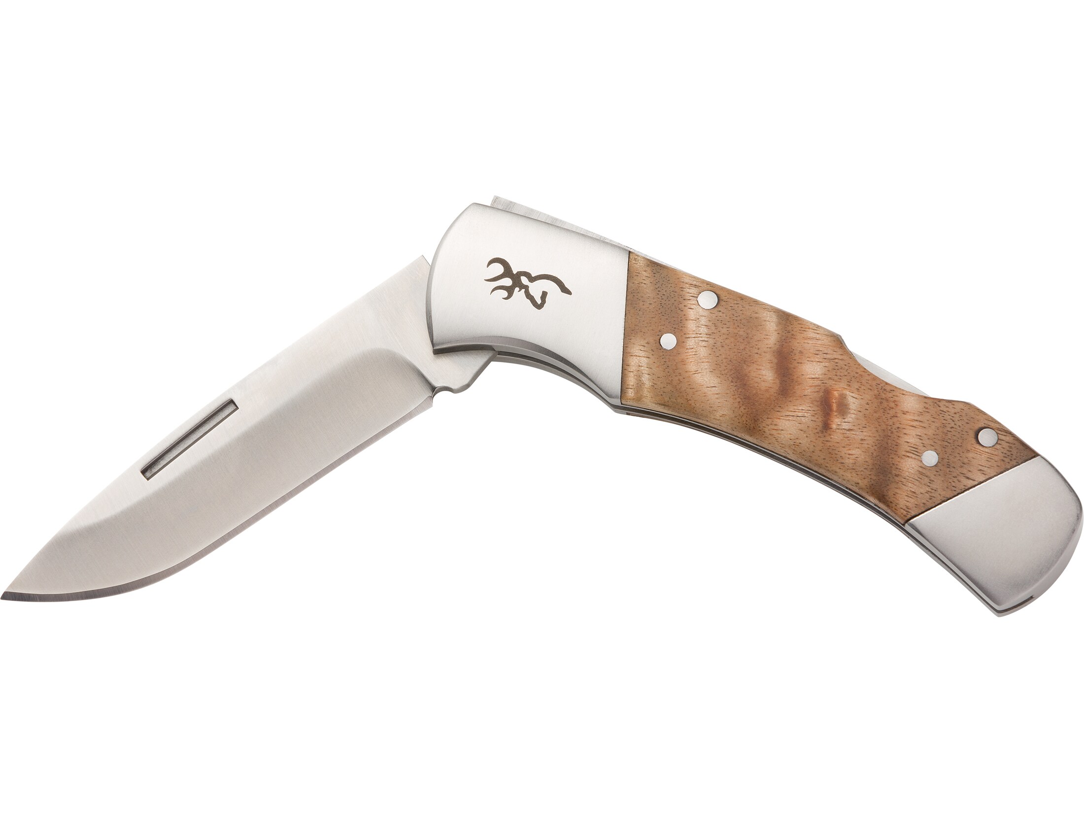 Browning Timber Folding Knife 2.75″ Drop Point 12C27 Sandvik Stainless Blade Burl Wood Handle Wood For Sale