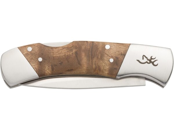 Browning Timber Folding Knife 2.75″ Drop Point 12C27 Sandvik Stainless Blade Burl Wood Handle Wood For Sale