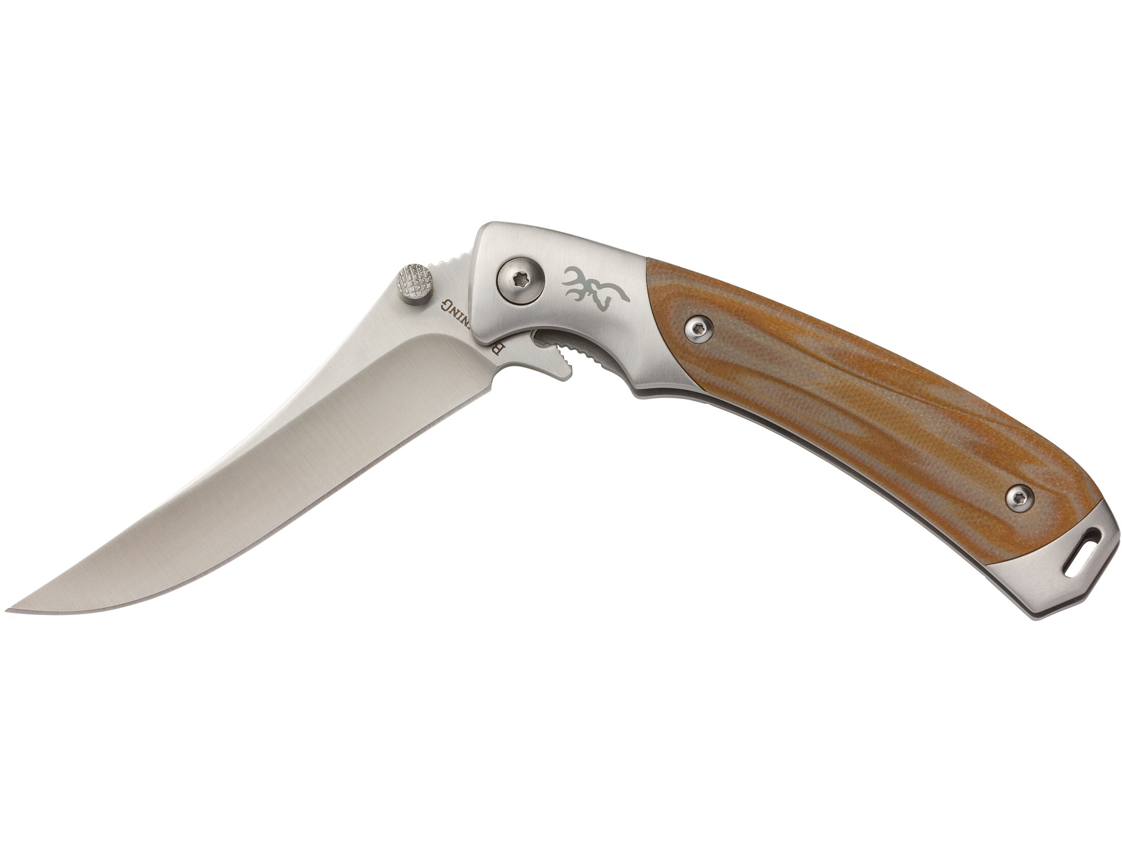 Browning Wicked Wing Folding Knife 3.5″ Trailing Point 7Cr17MoV Stainless Satin Blade Stainless Steel with G-10 Scales Handle Tan For Sale