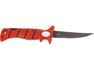 Bubba Lucky Lew Folding Fillet Knife 5″ High Carbon Stainless Steel Blade Polymer Handle Red/White For Sale