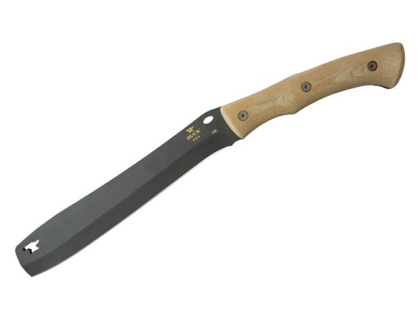 Buck 108 Compadre Froe Machete 9.5″ Sheepsfoot Point 5160 Carbon Steel Blade Canvas Micarta Handle Natural For Sale