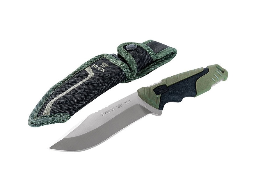 Buck 656 Pursuit Large Fixed Blade Hunting Knife 4.5″ Drop Point 420HC Stainless Steel Blade Nylon Handle Black & Green For Sale