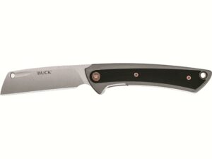 Buck Knives 263 HiLine Folding Knife 3.25″ Cleaver D2 Tool Steel Stonewashed Blade G-10 and Aluminum Handle Black For Sale