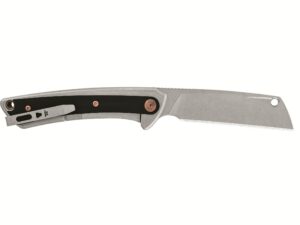 Buck Knives 263 HiLine Folding Knife 3.25″ Cleaver D2 Tool Steel Stonewashed Blade G-10 and Aluminum Handle Black For Sale