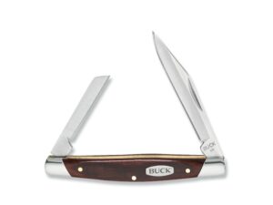 Buck Knives 375 Deuce Folding Knife 2-Blade 420J2 Stainless Steel Blade Wood Handle For Sale