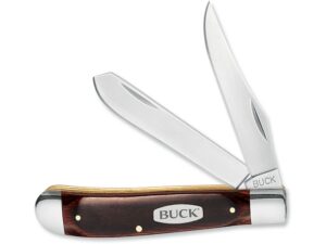 Buck Knives 382 Trapper Folding Pocket Knife Clip and Spey 420J2 Stainless Steel Blades Woodgrain Handle For Sale