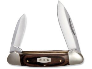 Buck Knives 389 Canoe Folding Pocket Knife Spear and Pen 420J2 Stainless Steel Blades Woodgrain Handle For Sale