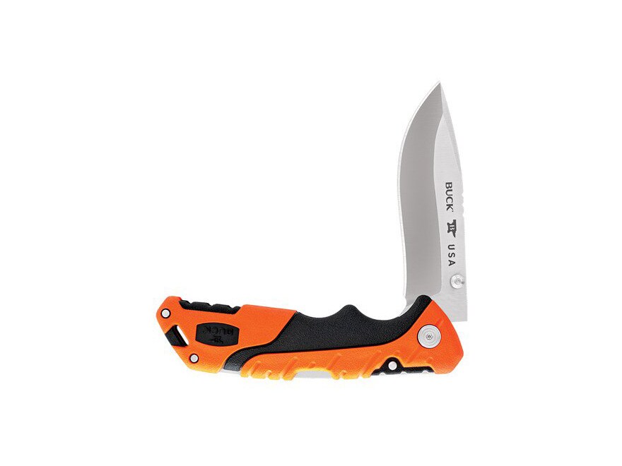 Buck Knives Pursuit Pro 659 Folding Knife 3.625″ Drop Point S35VN Satin Blade Glass Filled Nylon Handle Black/Orange For Sale