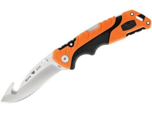Buck Knives Pursuit Pro 660 Folding Knife 3.5″ Drop Point with Gut Hook S35VN Satin Blade Glass Filled Nylon Handle Black/Orange For Sale