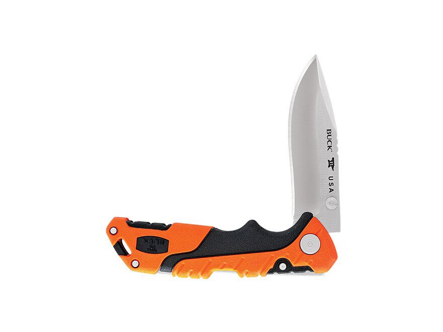 Buck Knives Pursuit Pro 661 Folding Knife 3″ Drop Point S35VN Satin Blade Glass Filled Nylon Handle Black/Orange For Sale