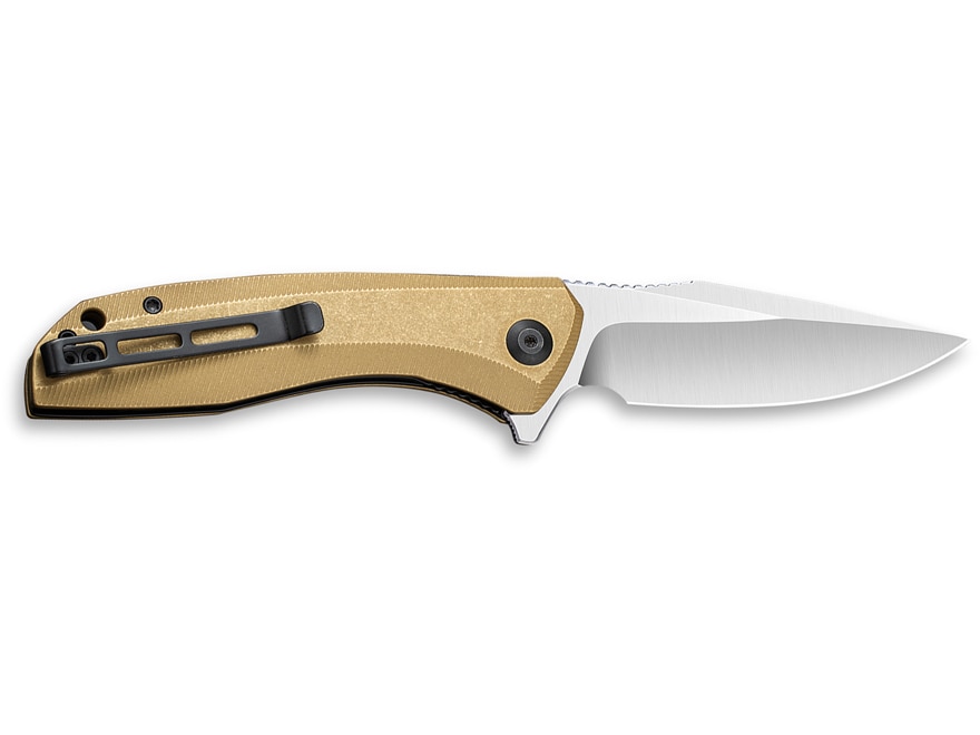CIVIVI Baklash Folding Knife 3.5″ Drop Point 154CM Satin Blade Brass Handle For Sale