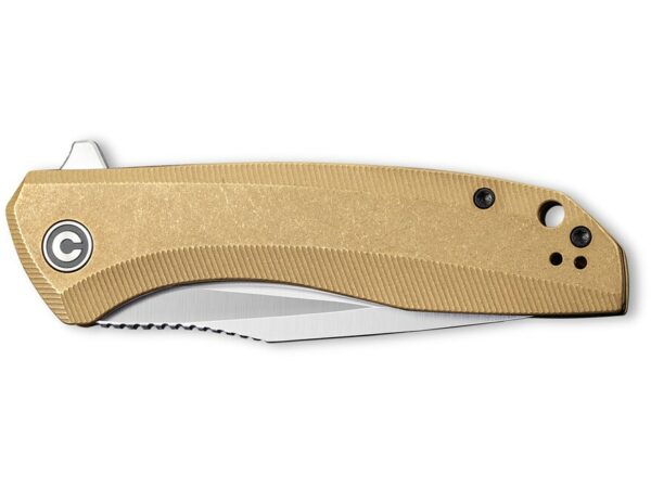 CIVIVI Baklash Folding Knife 3.5″ Drop Point 154CM Satin Blade Brass Handle For Sale