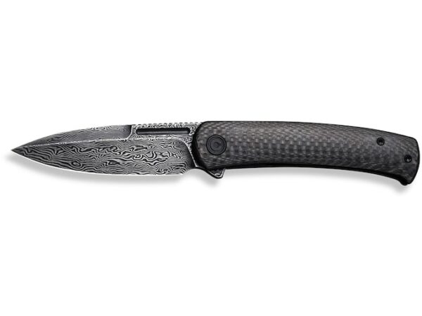 CIVIVI Cetos Folding Knife 3.48″ Spear Point Damascus Blade Carbon Fiber Handle Black For Sale