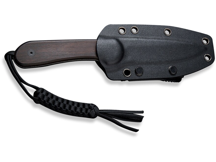 CIVIVI Elementum Fixed Blade Knife 3.98″ Drop Point Damascus Black Blade Ebony Wood Handle Black For Sale