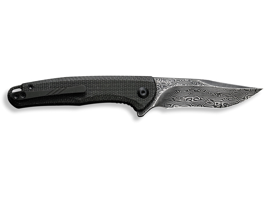 CIVIVI Mini Sandbar Folding Knife 2.95″ Clip Point Damascus Black Blade Micarta Handle Black For Sale