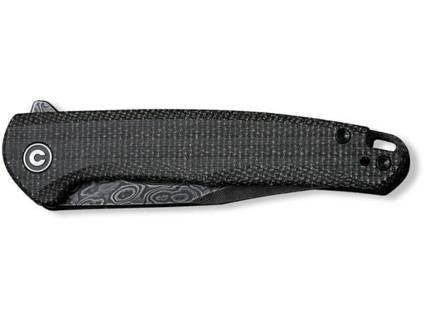 CIVIVI Mini Sandbar Folding Knife 2.95″ Clip Point Damascus Black Blade Micarta Handle Black For Sale