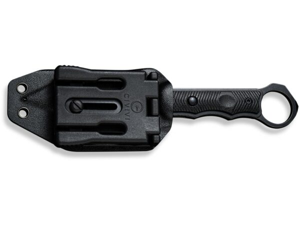 CIVIVI Orthrus Fixed Blade Knife 3.76″ Partially Serrated Dagger Nitro-V Black Stonewash Blade G-10/Stainless Steel Handle Black For Sale