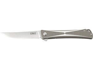 CRKT Crossbones Silver Folding Knife 3.54″ Drop Point AUS-8 Stainless Satin Blade 6061 T6 Aircraft Grade Aluminum Handle Silver For Sale
