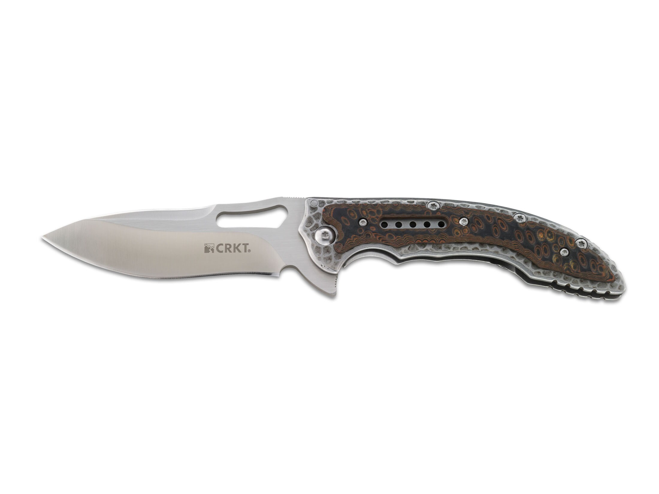 CRKT Fossil Folding Pocket Knife 3.96″ Drop Point 8CR13MoV Steel Blade G10 Overlay Black For Sale