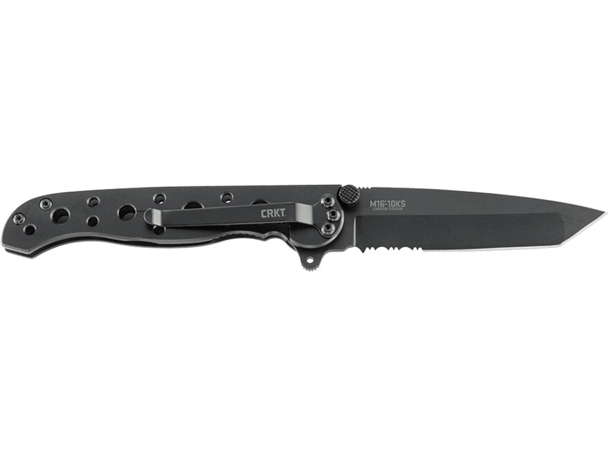 CRKT M16-10KS Folding Knife 3.06″ Partially Serrated Tanto Point 8Cr14MoV Stainless Black EDP Blade Stainless Steel Handle Black For Sale