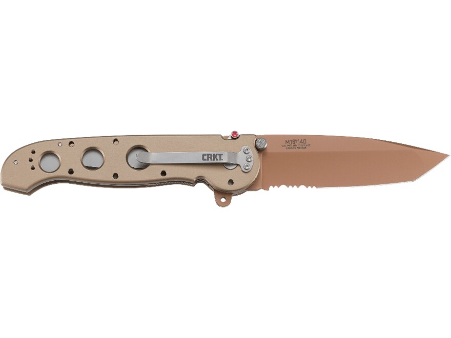 CRKT M16-14D Folding Knife 3.875″ AUS 8 Serrated Stainless Steel Blade Aluminum Handle Desert For Sale
