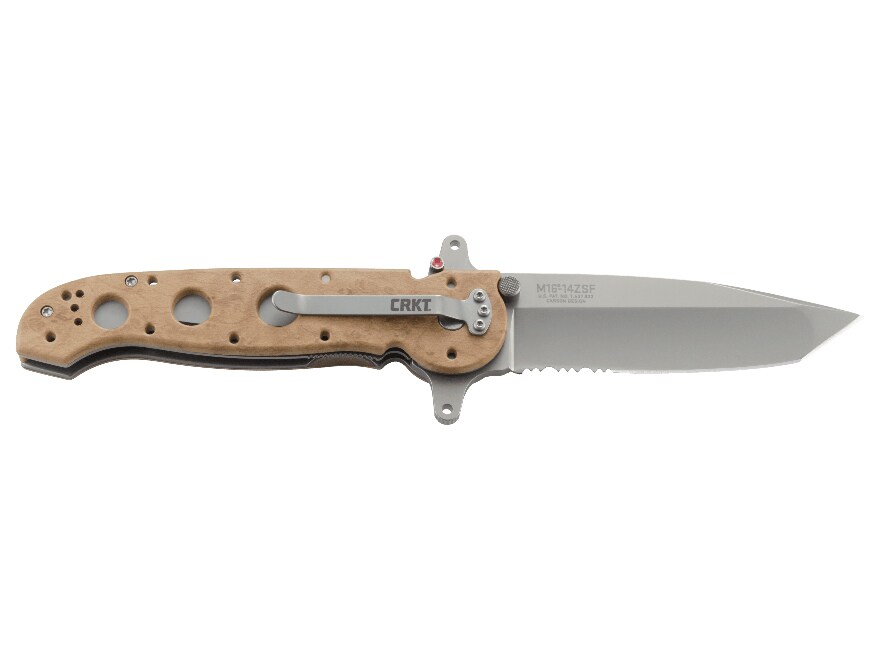 CRKT M16-14ZSF Folding Knife 3.99″ Partially Serrated Tanto Point AUS-8 Stainless Bead Blasted Blade Glass Reinforced Nylon (GRN) Handle Desert Tan For Sale