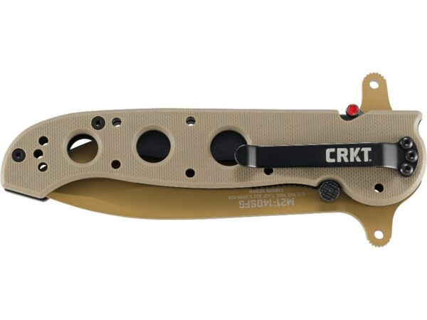 CRKT M21-14DSFG Folding Knife 3.98″ Partially Serrated Spear Point 1.4116 Titanium Nitride Blade G10 Handle Desert Tan For Sale